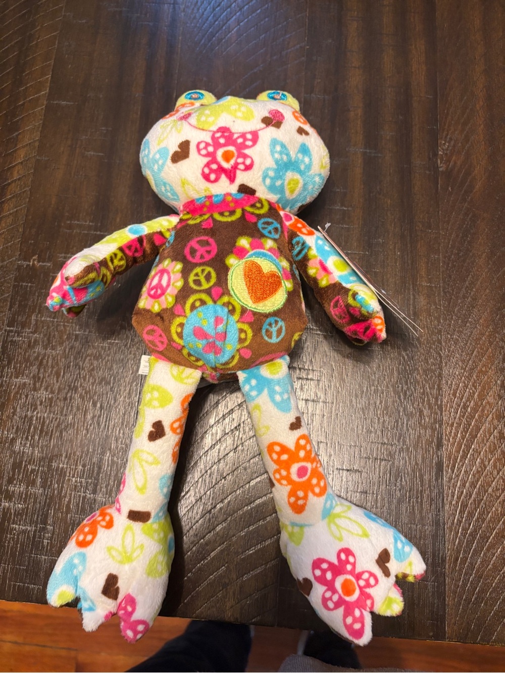 Mary Meyer Colorful Floral Peace Frog Plush Toy NWT
